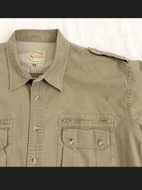 Cabela's Mens Safari Field Shirt XL Tan Heavy 100% Cotton Outdoors